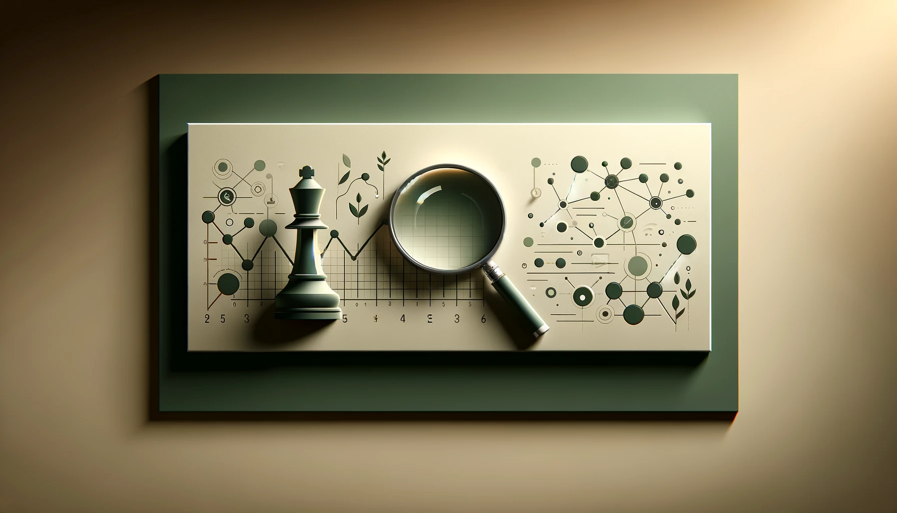 DALL·E 2024 04 09 15.51.01 Design a clean and minimalistic banner image focused on the theme of marketing strategy. The image should primarily feature the color khaki green emb